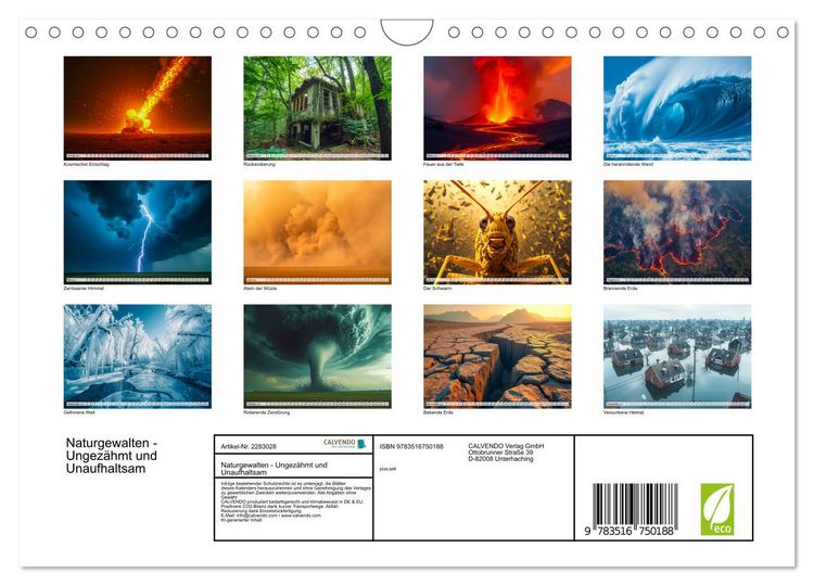 Produktbild: Naturgewalten - Ungez&auml;hmt und Unaufhaltsam (Wandkalender 2027 DIN A4 quer), CALVENDO Monatskalender