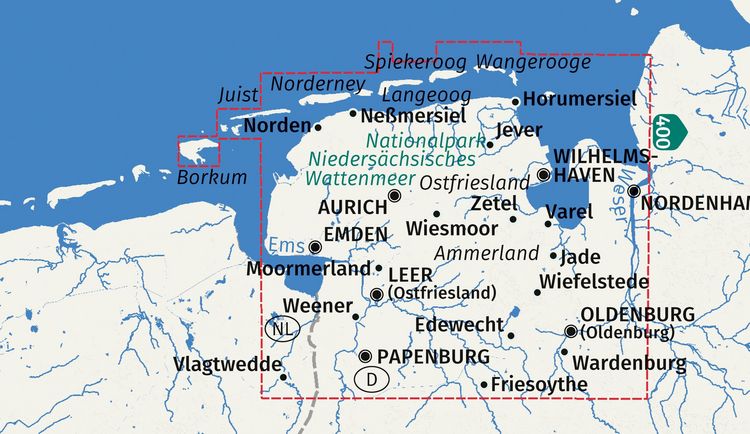 Produktbild: KOMPASS Wanderkarten-Set 410 Ostfriesland, Friesland, Ammerland, Oldenburg, Wesermarsch (3 Karten) 1:50.000