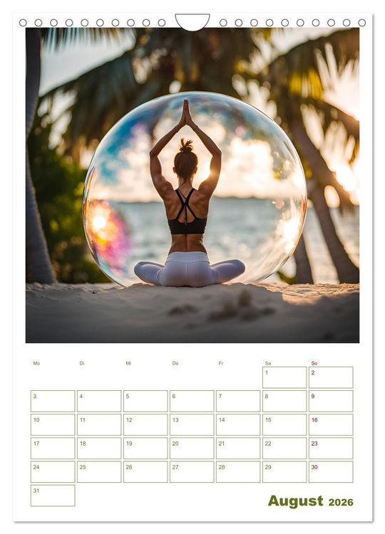 Produktbild: Yoga-Globetrotter: KI-Reisen in Seifenblasen. Ein Jahr der Harmonie an den sch&ouml;nsten Orten der Welt (Wandkalender 2026 DIN A4 hoch), CALVENDO Monatskalender