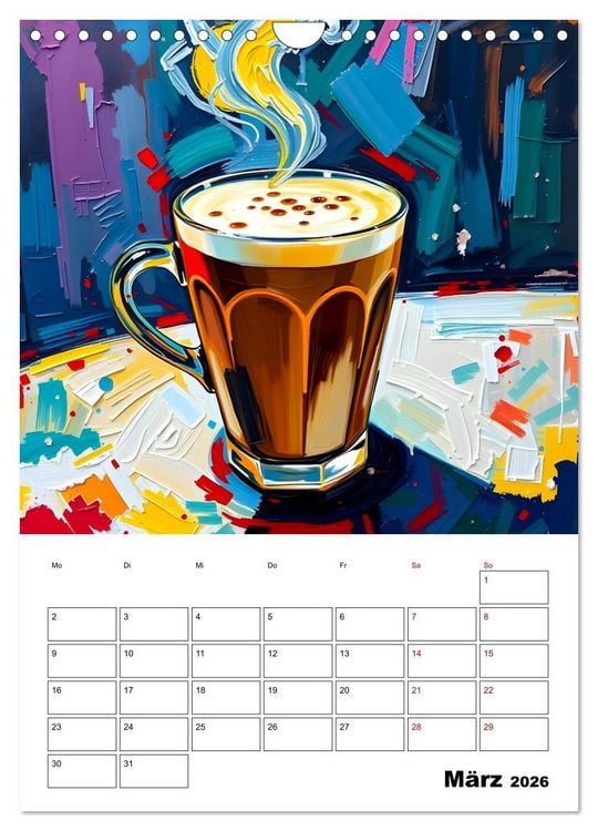 Produktbild: Kaffee trifft Kunst - Aromatische Pinselstriche (Wandkalender 2026 DIN A4 hoch), CALVENDO Monatskalender