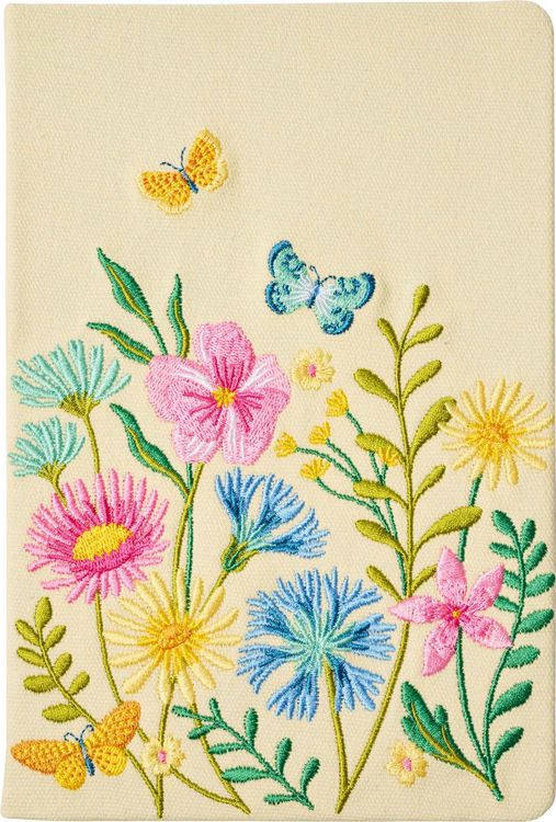 Produktbild: Bl&uuml;tentr&auml;ume Notizbuch bestickt, A5 - 240 Seiten, beige