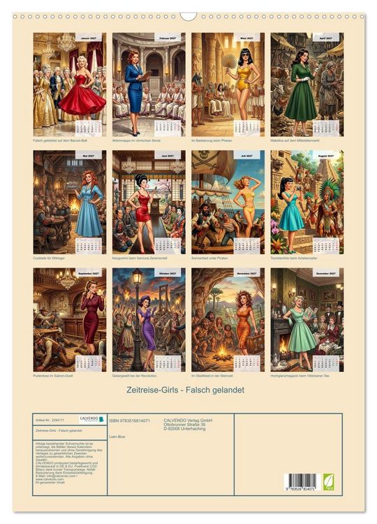 Produktbild: Zeitreise-Girls - Falsch gelandet (Wandkalender 2027 DIN A2 hoch), CALVENDO Monatskalender