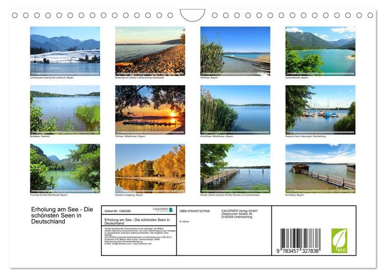 Produktbild: Erholung am See - Die sch&ouml;nsten Seen in Deutschland (Wandkalender 2026 DIN A4 quer), CALVENDO Monatskalender