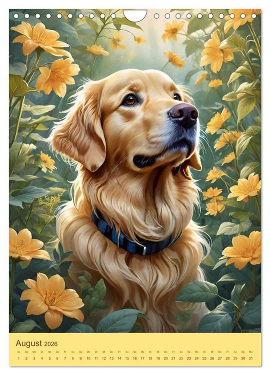 Produktbild: Golden Retriever. Kunstvolle Portr&auml;ts des beliebten Hundes (Wandkalender 2026 DIN A4 hoch), CALVENDO Monatskalender