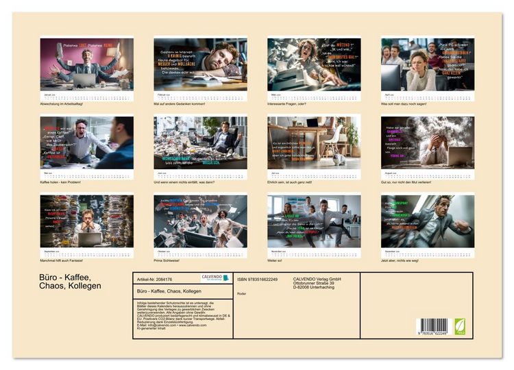 Produktbild: B&uuml;ro - Kaffee, Chaos, Kollegen (Wandkalender 2026 DIN A2 quer), CALVENDO Monatskalender