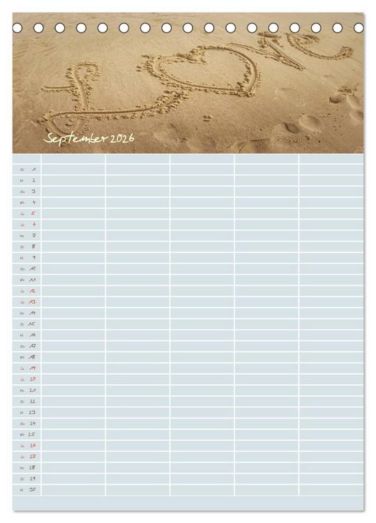Produktbild: Kleine Sand-Sch&ouml;nheiten / Familienplaner (Tischkalender 2026 DIN A5 hoch), CALVENDO Monatskalender