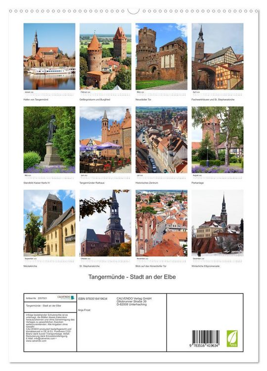 Produktbild: Tangerm&uuml;nde - Stadt an der Elbe (hochwertiger Premium Wandkalender 2026 DIN A2 hoch), Kunstdruck in Hochglanz