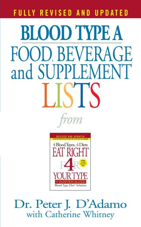 Produktbild: Blood Type a Food, Beverage and Supplement Lists