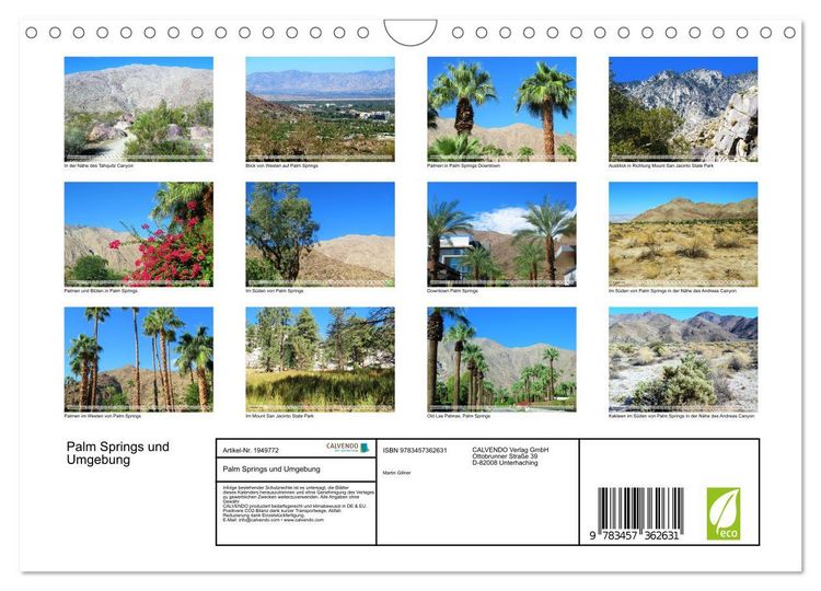 Produktbild: Palm Springs und Umgebung (Wandkalender 2026 DIN A4 quer), CALVENDO Monatskalender