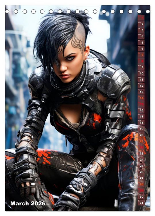 Produktbild: ROCK LADIES Cyber, goth, punk and more (Desk Calendar 2026 DIN A5 portrait), CALVENDO 12 Month DeskCalendar