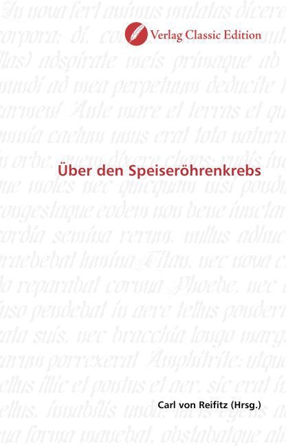 Produktbild: &Uuml;ber den Speiser&ouml;hrenkrebs