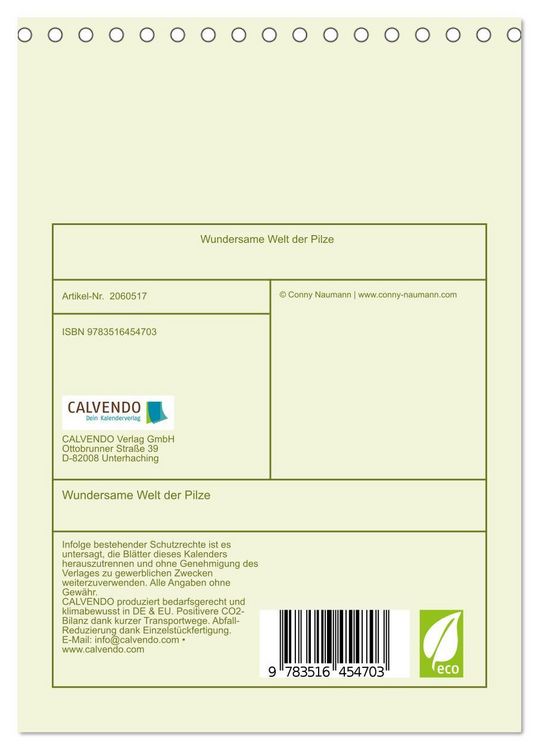 Produktbild: Wundersame Welt der Pilze (Tischkalender 2026 DIN A5 hoch), CALVENDO Monatskalender