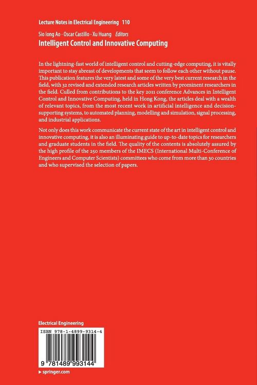Produktbild: Intelligent Control and Innovative Computing