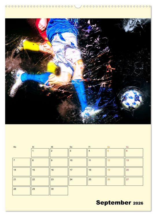 Produktbild: Fu&szlig;ball - Feuer (hochwertiger Premium Wandkalender 2026 DIN A2 hoch), Kunstdruck in Hochglanz