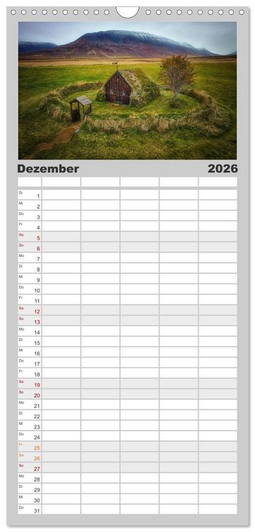 Produktbild: Familienplaner 2026 - Island - Traumland am Rande der Arktis mit 5 Spalten (Wandkalender, 21 x 45 cm) CALVENDO