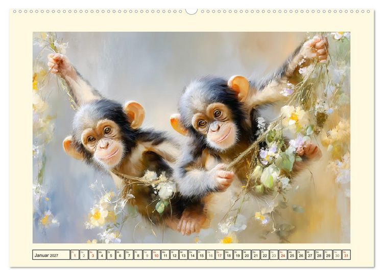 Produktbild: Schimpansen. Freude und Abenteuer im Dschungelreich (Wandkalender 2027 DIN A2 quer), CALVENDO Monatskalender