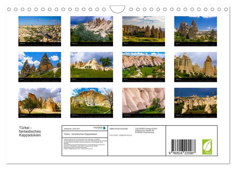 Produktbild: T&uuml;rkei - fantastisches Kappadokien (Wandkalender 2026 DIN A4 quer), CALVENDO Monatskalender