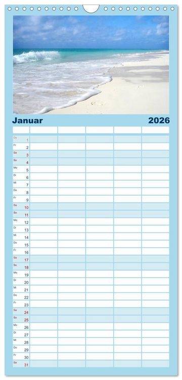 Produktbild: Familienplaner 2026 - Traumstr&auml;nde in der Karibik mit 5 Spalten (Wandkalender, 21 x 45 cm) CALVENDO