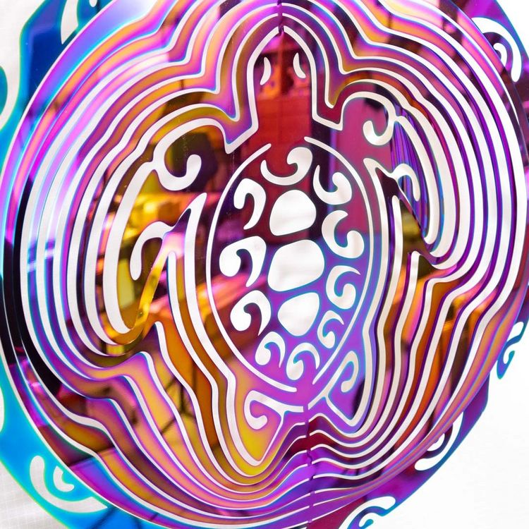 Produktbild: Kinetic Art: Metal Hanging Wind Spinner: 3D Vibrant Turtle