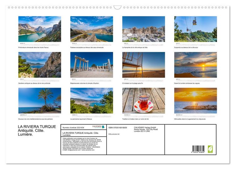 Produktbild: LA RIVIERA TURQUE Antiquit&eacute;. C&ocirc;te. Lumi&egrave;re. (Calendrier mural 2027 DIN A2 vertical), CALVENDO calendrier mensuel