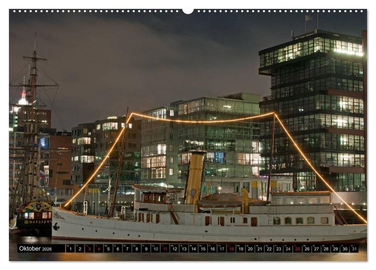 Produktbild: Mein Hamburg - Am sch&ouml;nsten bei Nacht (hochwertiger Premium Wandkalender 2026 DIN A2 quer), Kunstdruck in Hochglanz