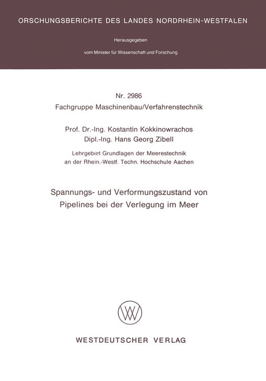 Produktbild: Spannungs- und Verformungszustand von Pipelines bei der Verlegung im Meer