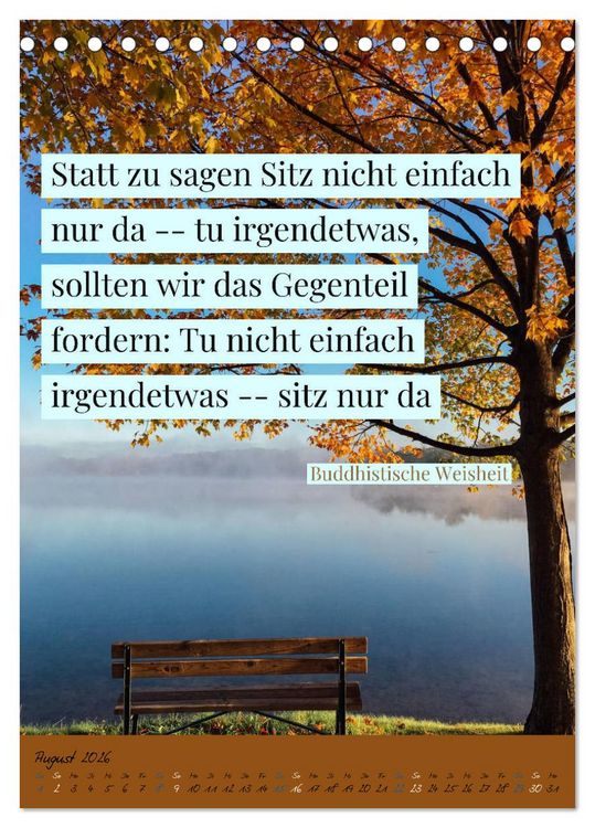 Produktbild: Aktiviere deine Gelassenheit Weisheiten und Zitate (Tischkalender 2026 DIN A5 hoch), CALVENDO Monatskalender