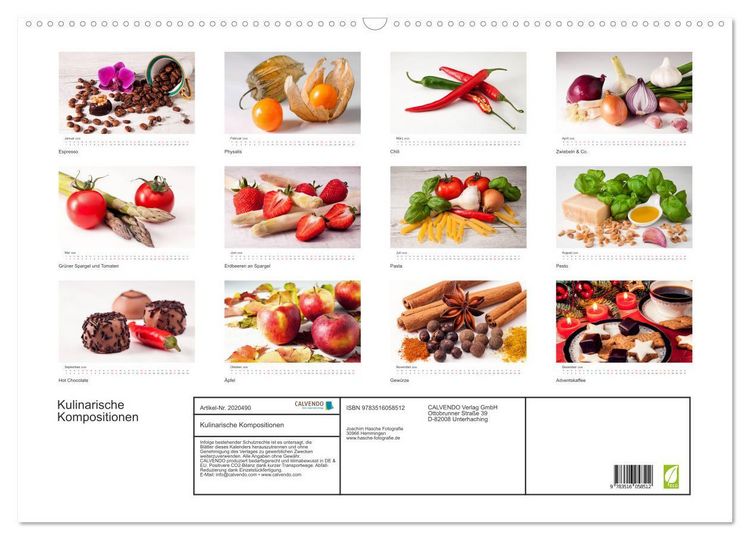 Produktbild: Kulinarische Kompositionen (Wandkalender 2026 DIN A2 quer), CALVENDO Monatskalender