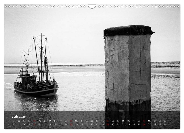 Produktbild: Wangerooge Noir (Wandkalender 2026 DIN A3 quer), CALVENDO Monatskalender