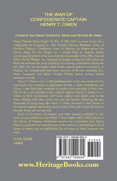 Produktbild: The War of Confederate Captain Henry T. Owen