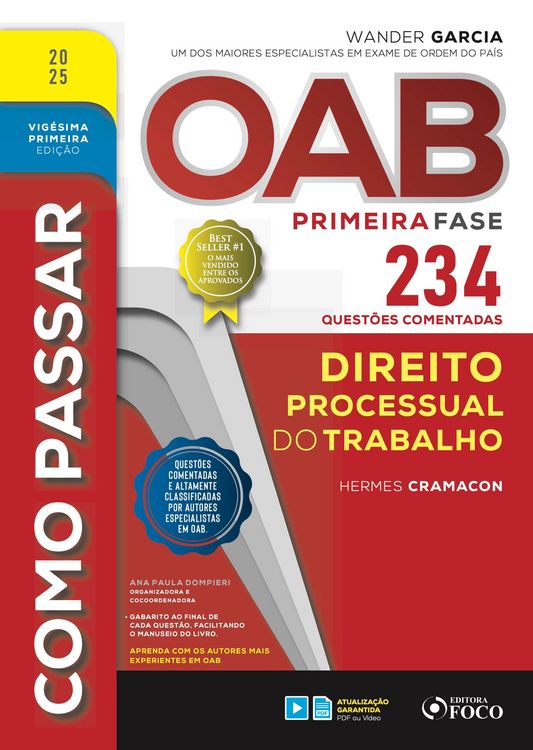 Produktbild: Como passar OAB primeira fase - 234 quest&otilde;es comentadas - Direito processual do trabalho