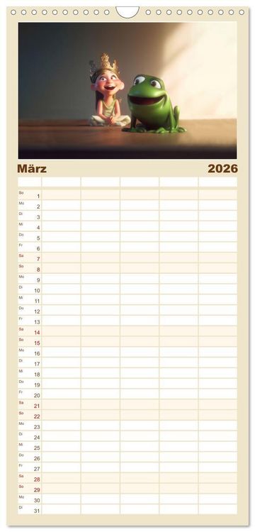 Produktbild: Familienplaner 2026 - Gl&uuml;cklich wie im M&auml;rchen mit 5 Spalten (Wandkalender, 21 x 45 cm) CALVENDO