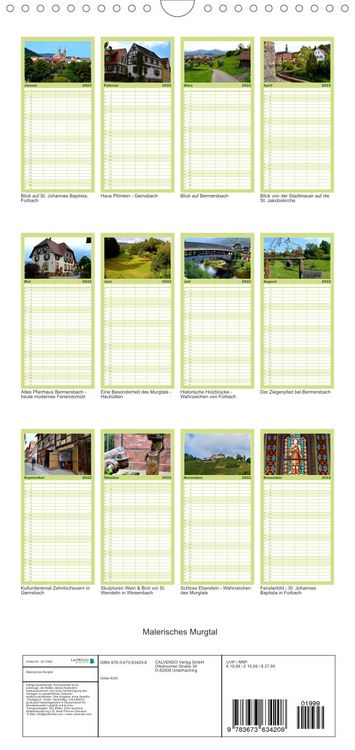 Produktbild: Familienplaner Malerisches Murgtal (Wandkalender 2022 , 21 cm x 45 cm, hoch)