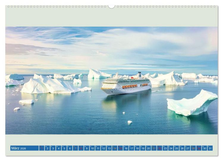Produktbild: Kreuzfahrtschiffe vor Gr&ouml;nland (Wandkalender 2026 DIN A2 quer), CALVENDO Monatskalender