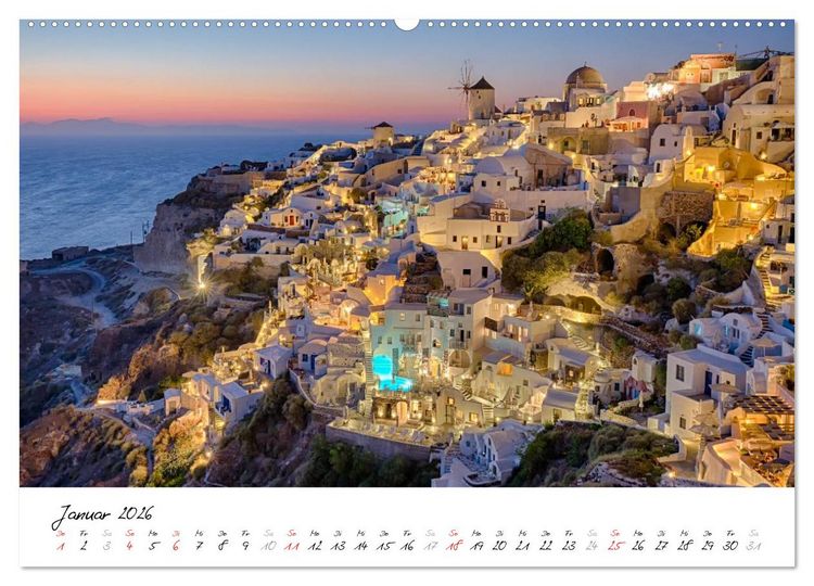Produktbild: Santorini - Fotogene Sch&ouml;nheit (hochwertiger Premium Wandkalender 2026 DIN A2 quer), Kunstdruck in Hochglanz