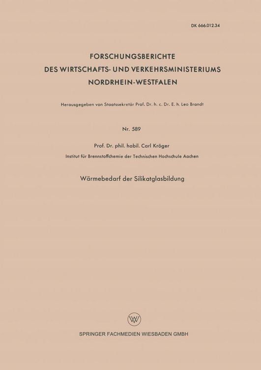 Produktbild: W&auml;rmebedarf der Silikatglasbildung