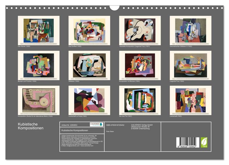 Produktbild: Kubistische Kompositionen (Wandkalender 2026 DIN A3 quer), CALVENDO Monatskalender