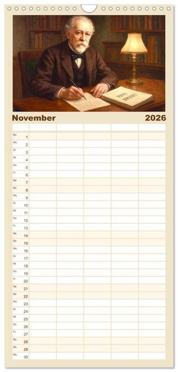 Produktbild: Familienplaner 2026 - Theodor Fontane mit 5 Spalten (Wandkalender, 21 x 45 cm) CALVENDO