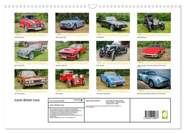 Produktbild: Iconic British Cars (Wall Calendar 2026 DIN A3 landscape), CALVENDO 12 Month Wall Calendar