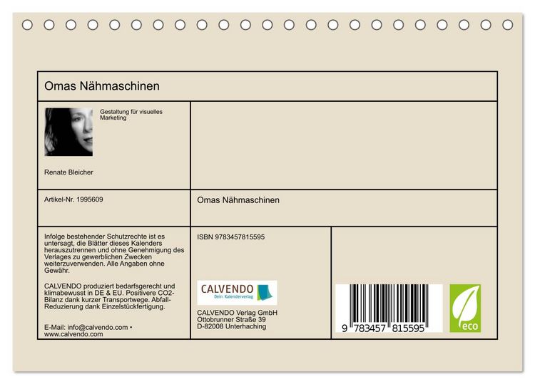 Produktbild: Omas N&auml;hmaschinen (Tischkalender 2026 DIN A5 quer), CALVENDO Monatskalender
