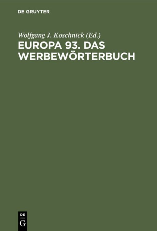 Produktbild: Europa 93. Das Werbew&ouml;rterbuch