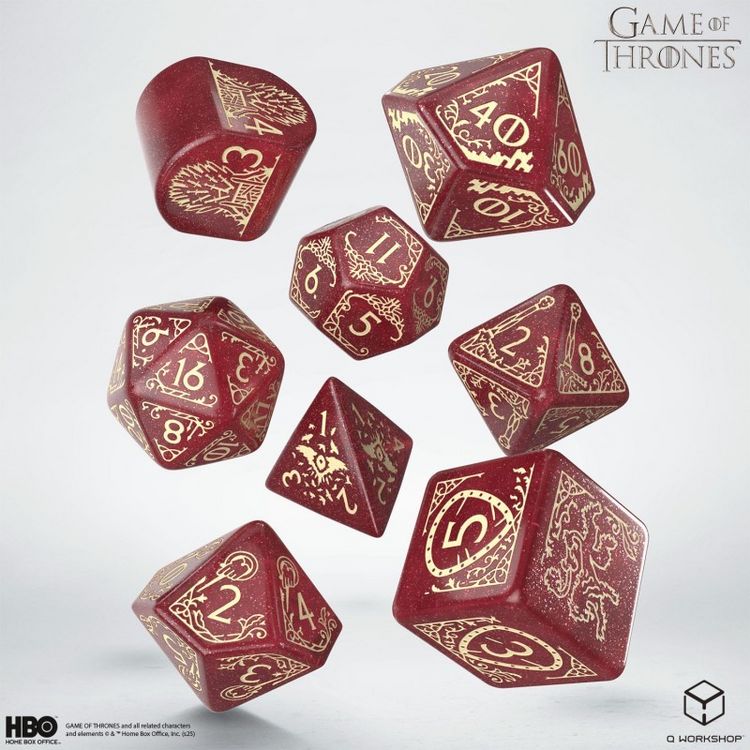 Produktbild: Q-Workshop QWO97690 - Game of Thrones, Lannister Dice Set, 8-teilig