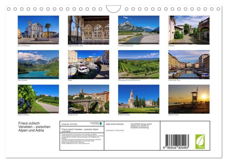 Produktbild: Friaul-Julisch Venetien - zwischen Alpen und Adria (Wandkalender 2026 DIN A4 quer), CALVENDO Monatskalender