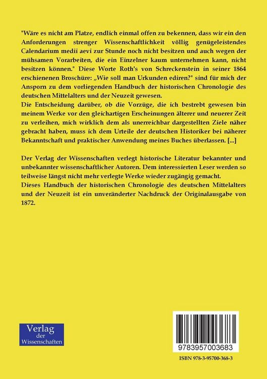 Produktbild: Handbuch der historischen Chronologie des deutschen Mittelalters und der Neuzeit