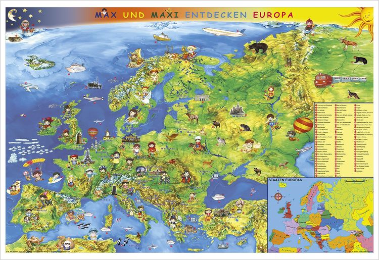 Produktbild: Kindereuropakarte. Wandkarte Poster