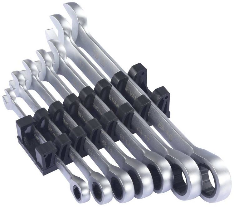 Produktbild: TOOLCRAFT TO-9626412 Ratschen-Einringschl&uuml;ssel-Satz 7teilig Schl&uuml;sselweite (Metrisch) 8 - 19 mm DIN 3113