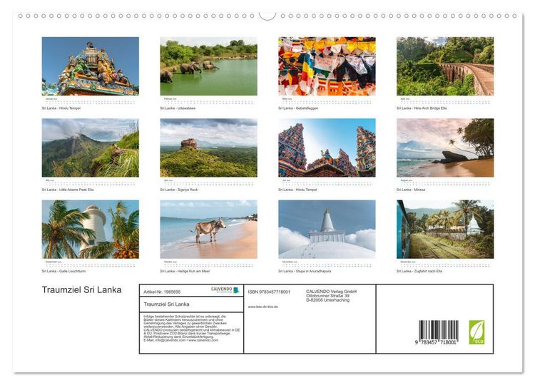 Produktbild: Traumziel Sri Lanka (hochwertiger Premium Wandkalender 2026 DIN A2 quer), Kunstdruck in Hochglanz