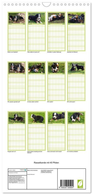 Produktbild: Familienplaner 2026 - Rasselbande mit 40 Pfoten mit 5 Spalten (Wandkalender, 21 x 45 cm) CALVENDO