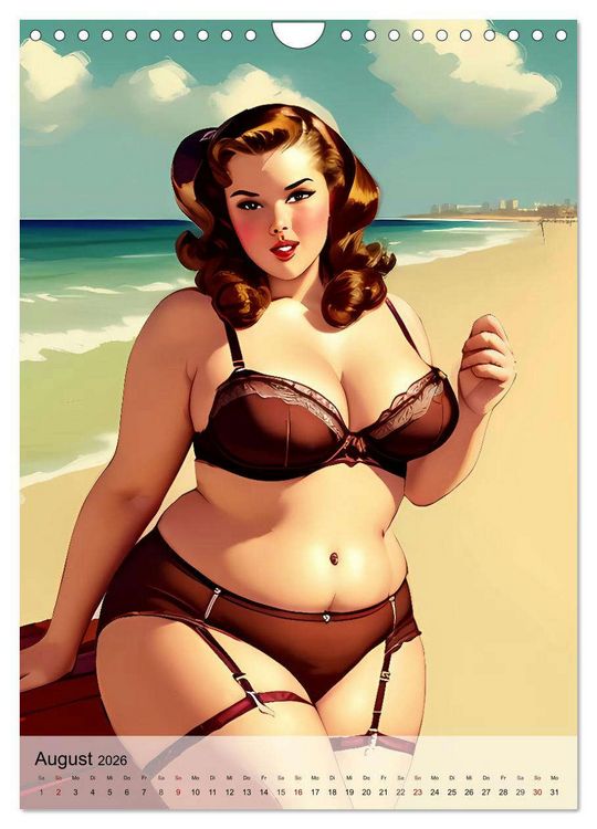 Produktbild: Pin up Girls Hei&szlig;e Kurven mit Retro Charme (Wandkalender 2026 DIN A4 hoch), CALVENDO Monatskalender