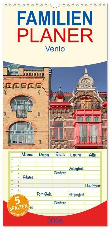 Produktbild: Familienplaner 2026 - Venlo mit 5 Spalten (Wandkalender, 21 x 45 cm) CALVENDO